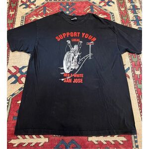 Vintage Support Your Local Red & White San Jose Shirt Drake St XL Hells Angels